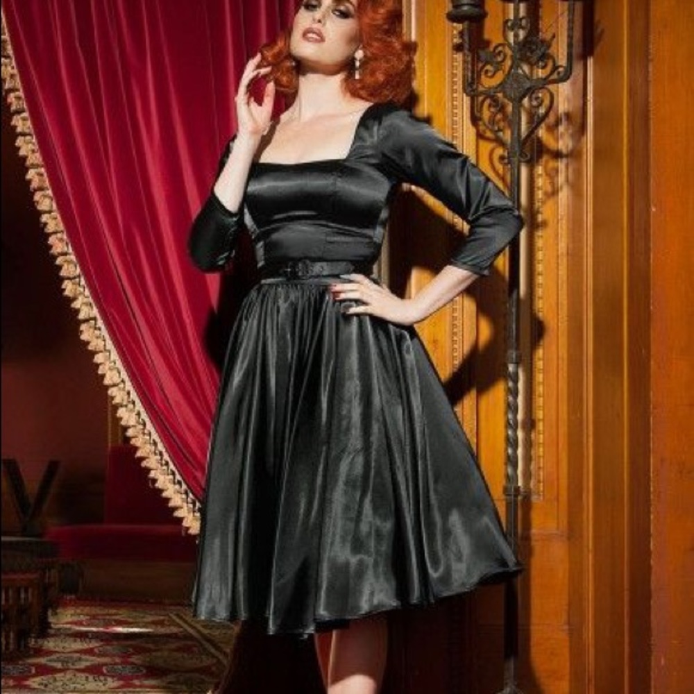 Retro Black Satin Dress (Pinup Couture Margaret)
